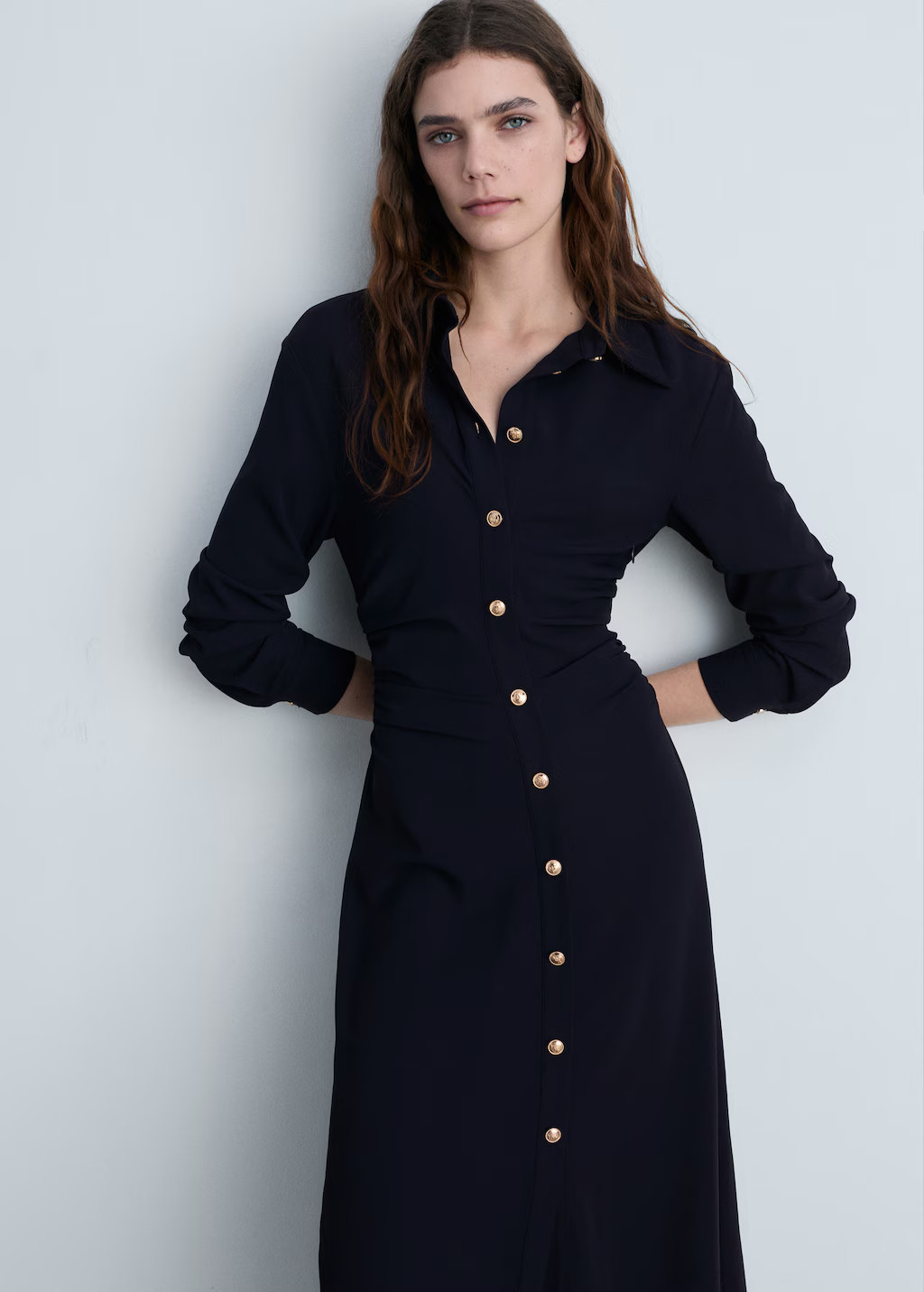 Midi-dress with draped waist - Women | MANGO USA | Mango (US/MX/AU)