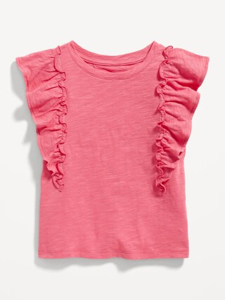Slub-Knit Ruffle-Sleeve Top for Girls | Old Navy (US)