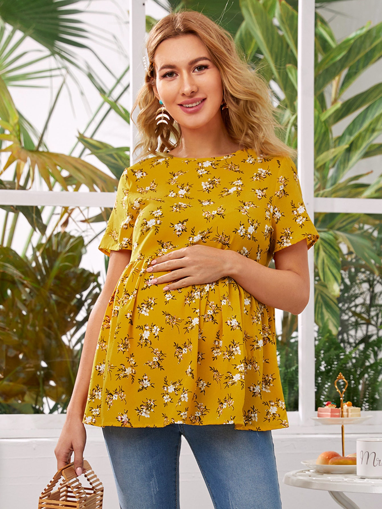 SHEIN Maternity Floral Peplum Top | SHEIN