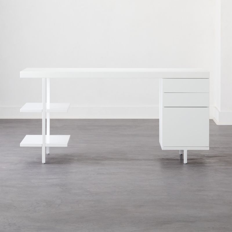 Stairway Modular Desk with Shelves and Drawers White + Reviews | CB2 | CB2