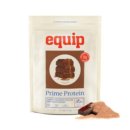 Equip Foods Prime Protein Powder | Clean, Grass Fed Beef Protein Powder | Carnivore Protein Isolate | Paleo, Keto Friendly | Gluten & Dairy Free | Helps Build & Repair Tissue | 30 Servings, Chocolate | Amazon (US)
