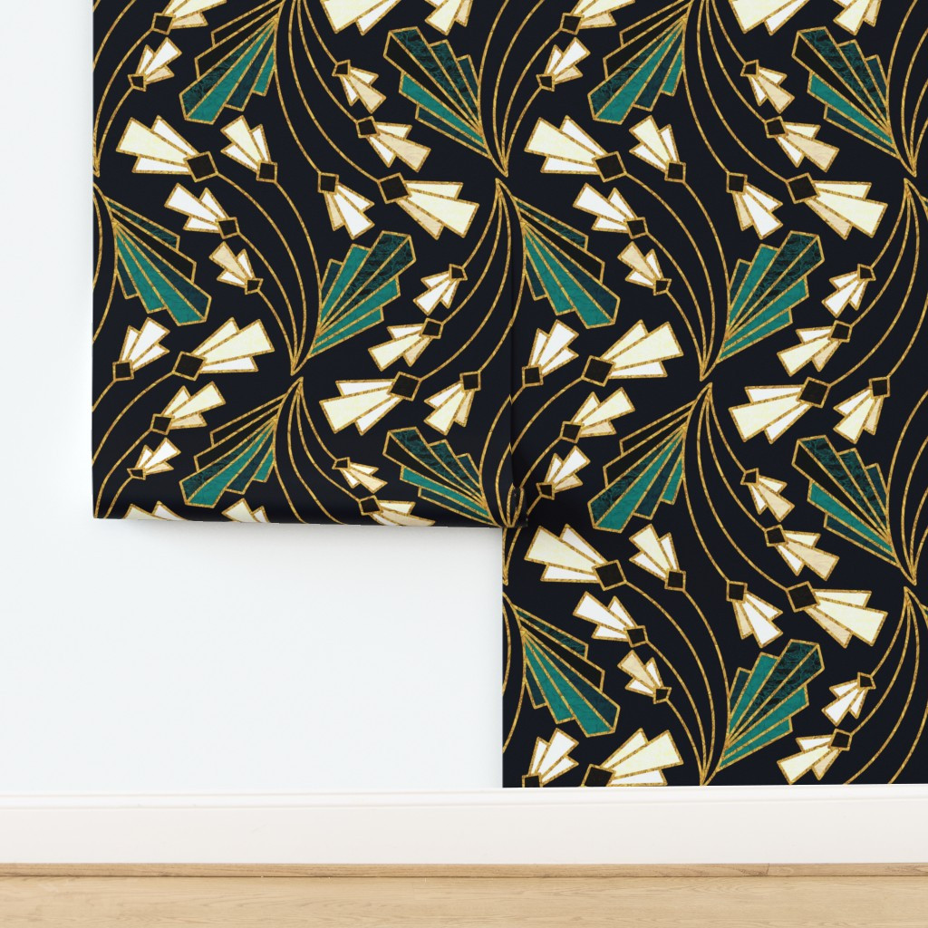 Art Deco Floral Twist - Large Scale Wallpaper | Spoonflower | Spoonflower