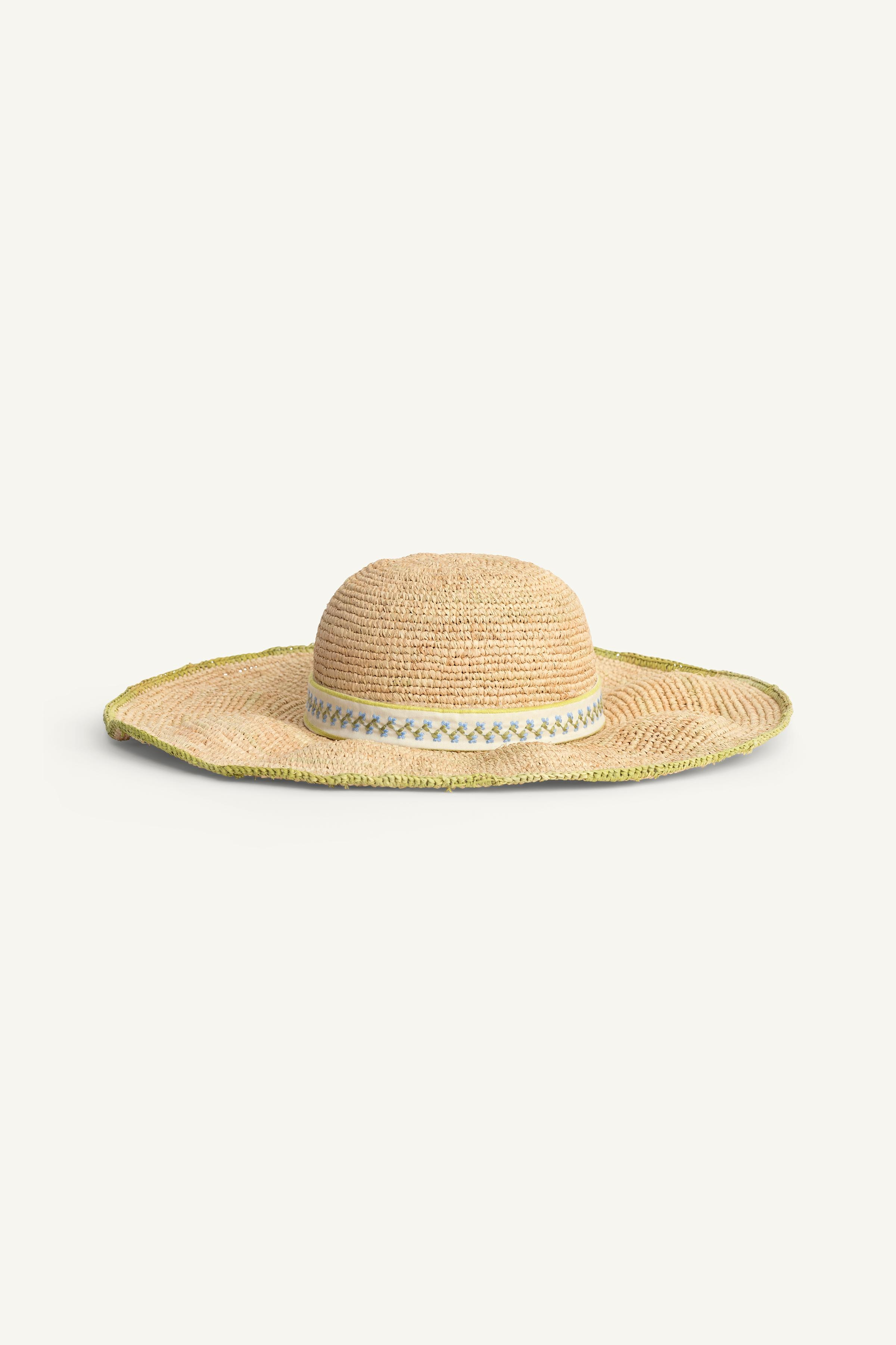LIMITED EDITION EMBROIDERED RAFFIA HAT | Zara US