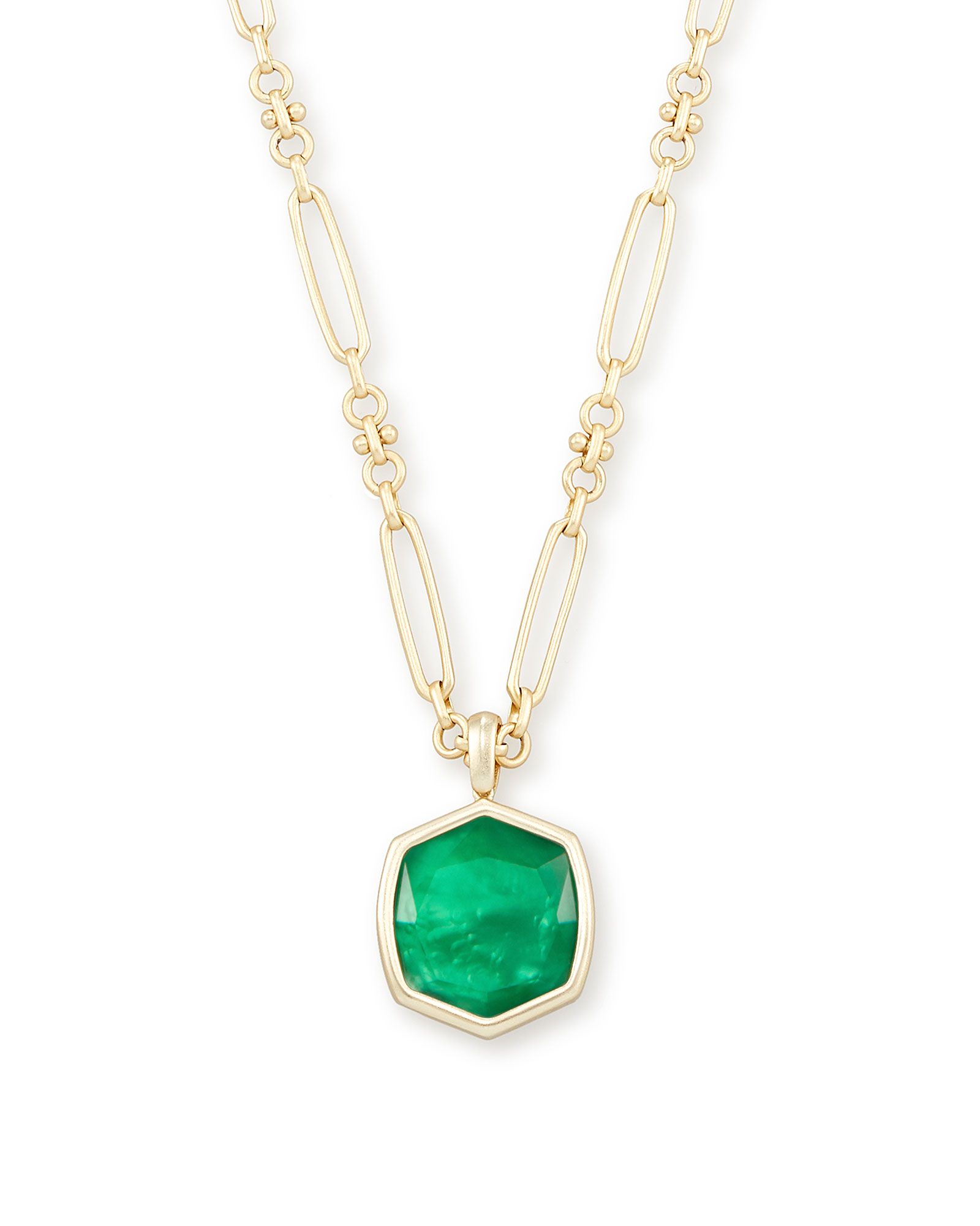 Davis Gold Pendant Necklace in Jade Green Illusion | Kendra Scott