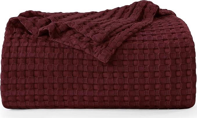 Utopia Bedding Cotton Waffle Blanket 300 GSM (Burgundy - 90x108 Inches) Soft Lightweight Breathab... | Amazon (US)