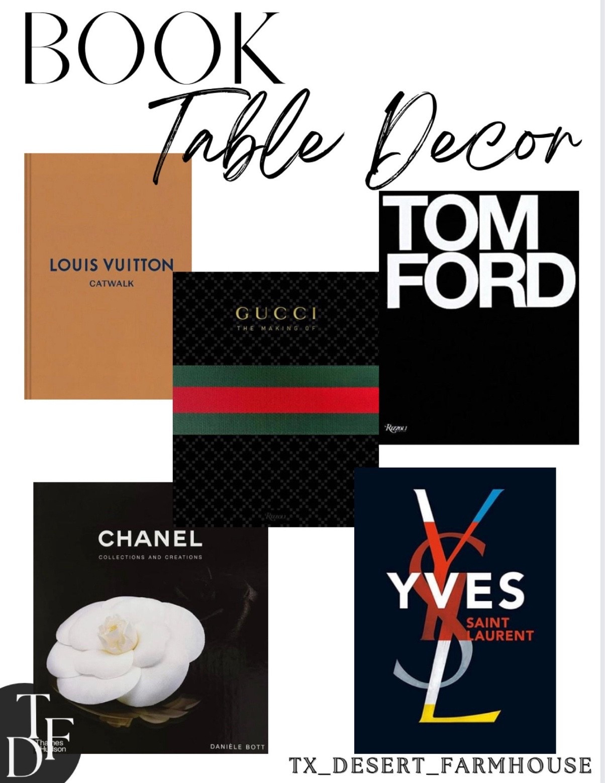 Book Table Decor

#tabledecor #shelfdecor #bookshelf #coffeetabledecor #coffeetable #homedecor #homeinterior #fashionbooks #moderndecor #luxurybrands #ysl #gucci #louisvuitton #chanel #tomford #modernhomedecor

Louis Vuitton: The Complete Fashion Collections (Catwalk)

Tom Ford

Chanel: Collections and Creations

Yves Saint Laurent

GUCCI: The Making Of

#LTKhome #LTKFind #LTKstyletip

#LTKHome #LTKWedding #LTKFindsUnder100