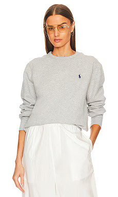 Polo Ralph Lauren Fleece Sweatshirt in Andover Heather from Revolve.com | Revolve Clothing (Global)