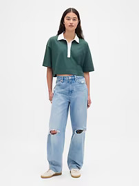 Organic Cotton VintageSoft Heavyweight Crop Polo Shirt | Gap (US)