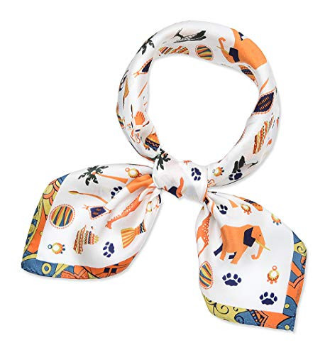 corciova 21x21 Real Silk Orange Animal Pattern Neck Scarf Lightweight for Women Small Soft Hair Scarf Bandana Headband Headscarf | Amazon (US)