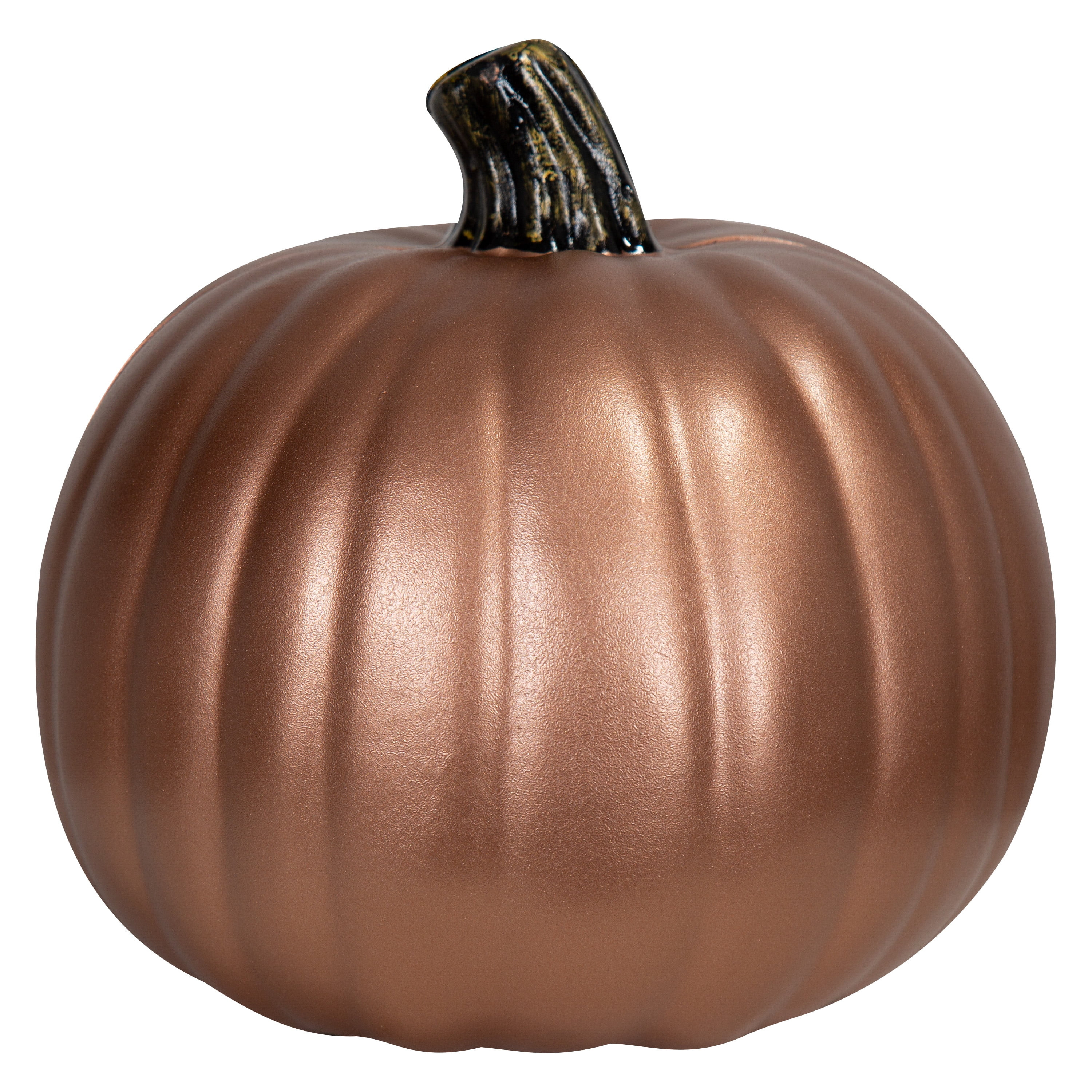 9-Inch Molded Copper Craft Pumpkin with Black Natural Stem for Outdoor Decor - Walmart.com | Walmart (US)