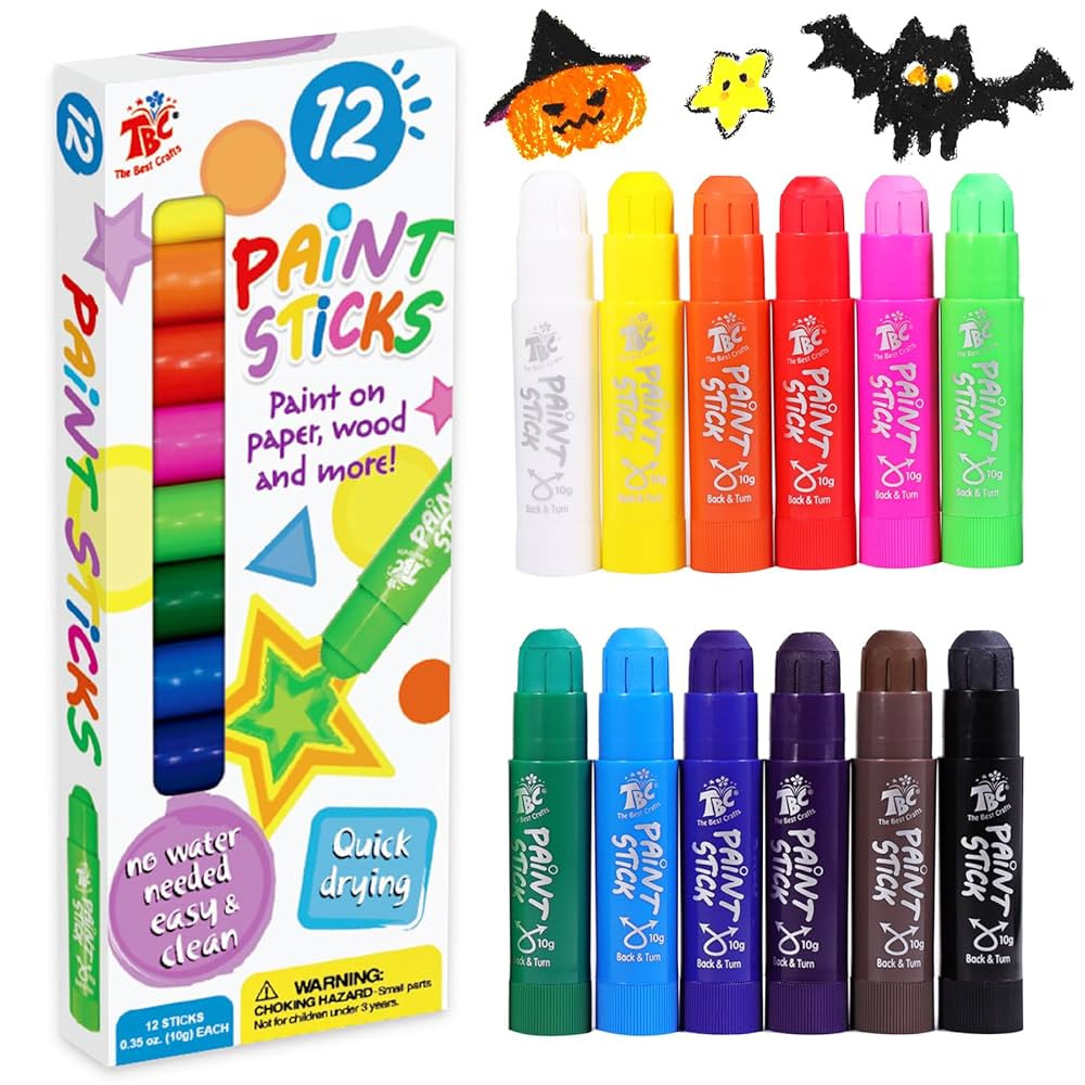 TBC The Best Crafts Paint Sticks,12 Classic Colors, Washable, Non-toxic, Tempera Paint Sticks for... | Amazon (US)