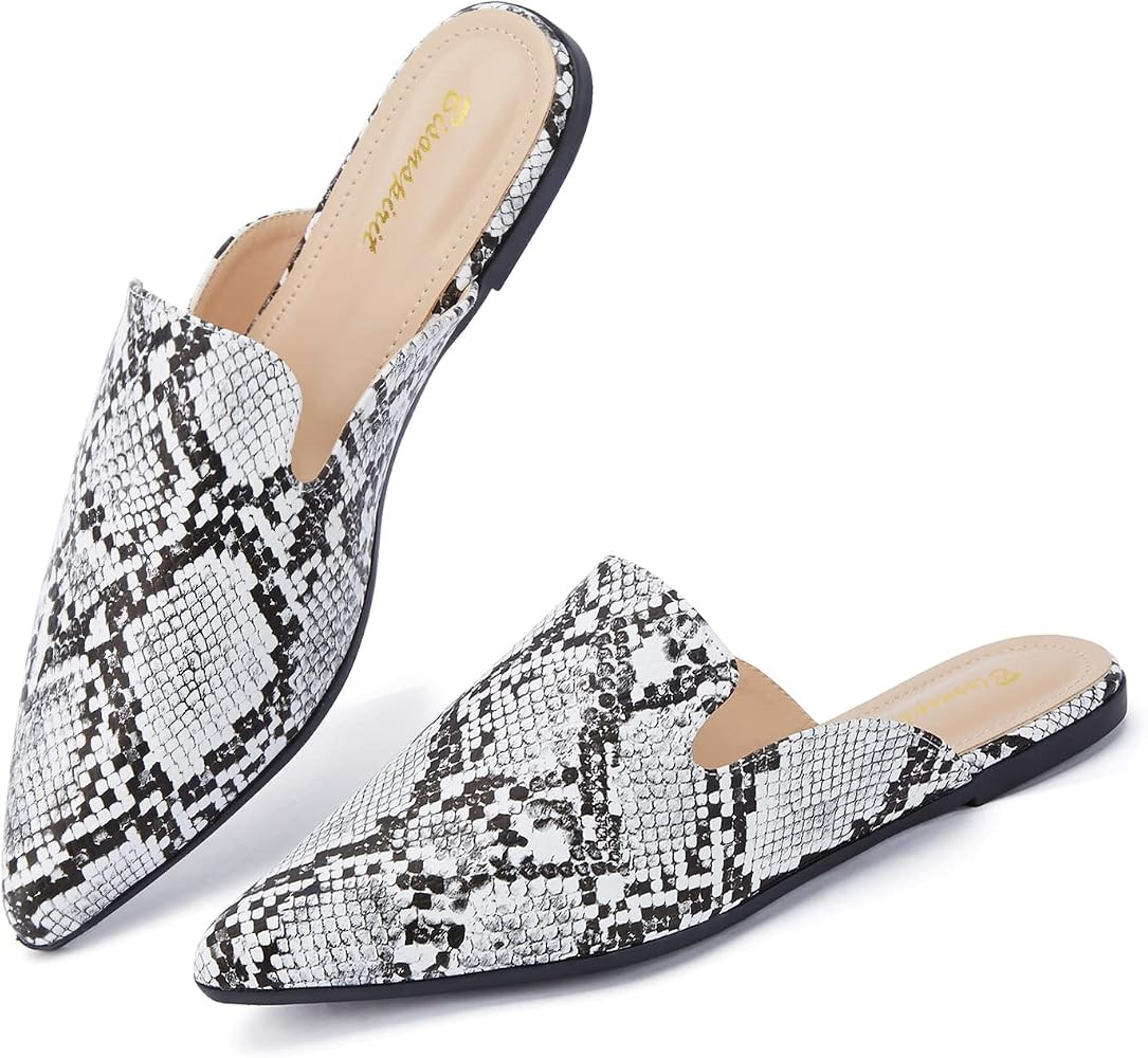 BISON SPIRIT Mules for Women Flats Pointed Toe Slip On Slides Loafer Shoes | Amazon (US)