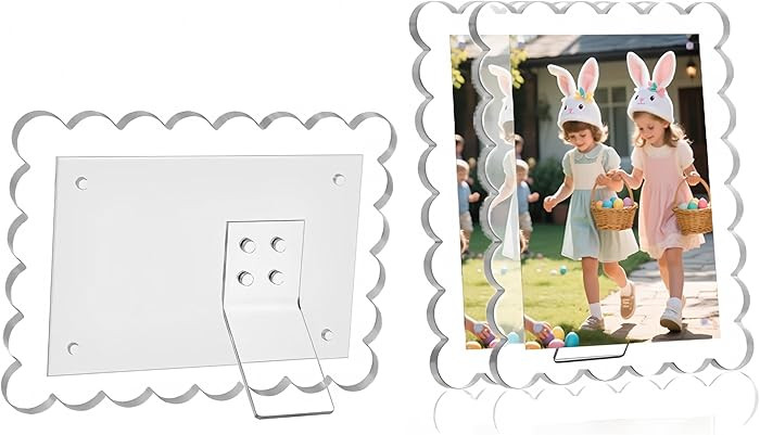 3 PACK 4 x 6 Picture Frame，Acrylic Clear Scalloped Photo Frame with Magnetic Holder for Vertica... | Amazon (US)