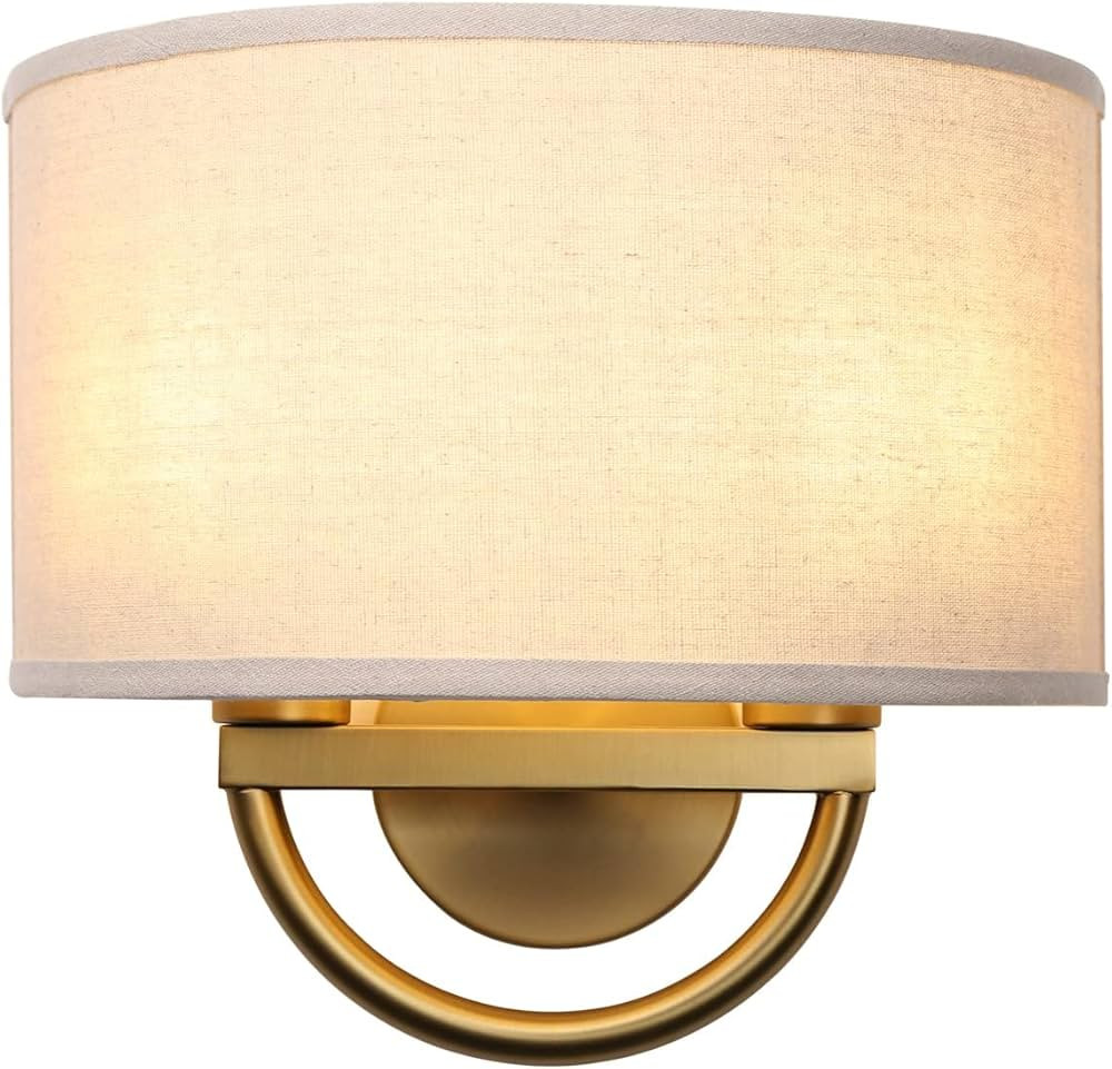 Industrial 2-Lights Wall Sconce Fixtures with Linen Fabric Shade, Double Wall Light Lamps Decor f... | Amazon (US)