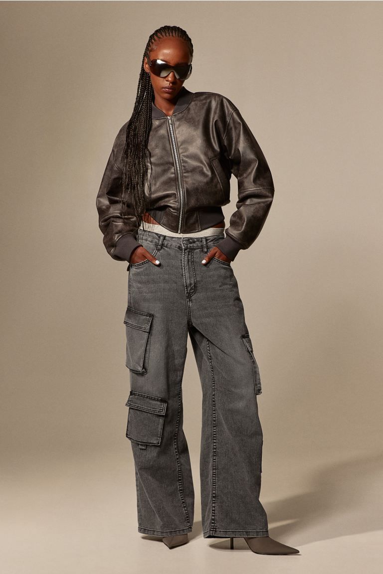 Wide High Cargo Jeans - Dark gray - Ladies | H&M US | H&M (US + CA)