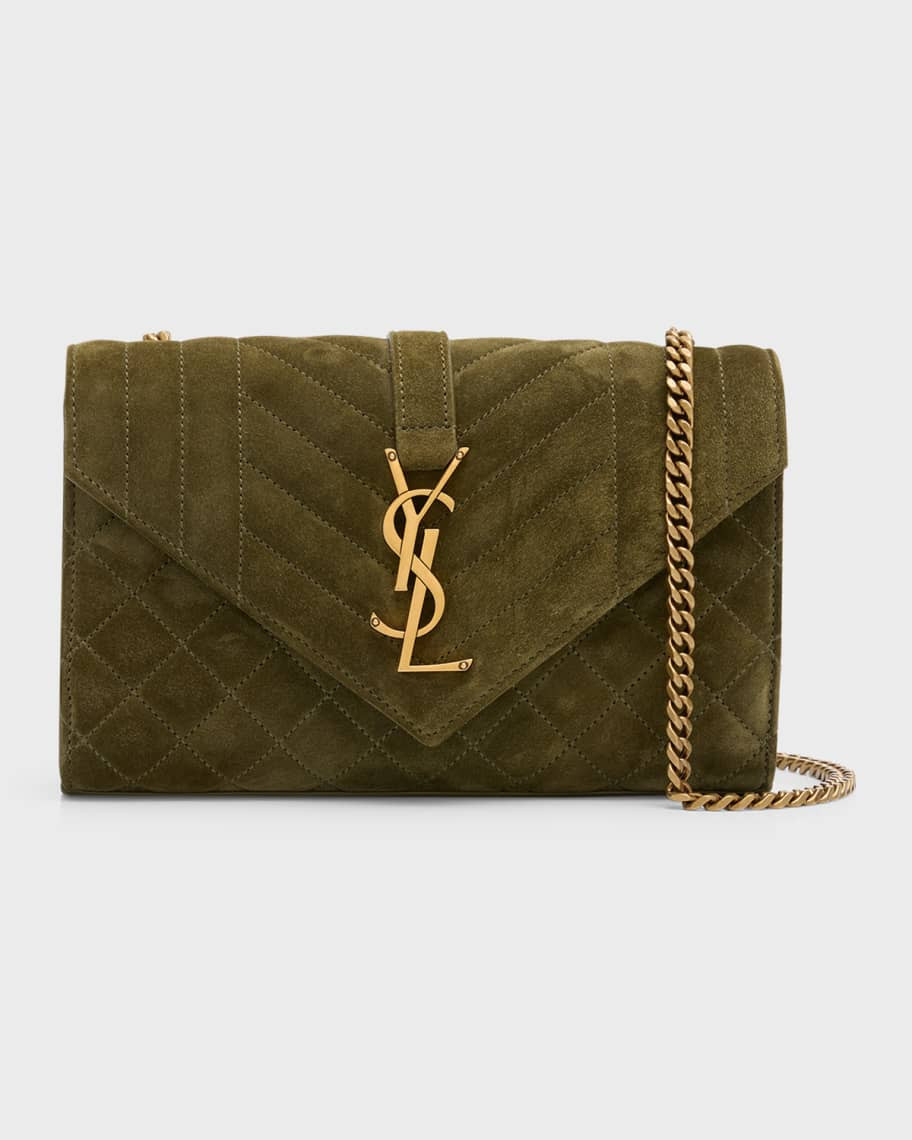 Envelope Triquilt Small YSL Shoulder Bag in Suede | Neiman Marcus