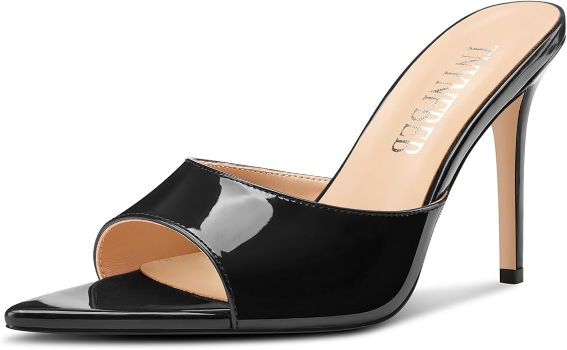 TNYNFBEB Womens Stiletto High Peep Open Pointed Toe Sandals Mules Shoes Slip-on Slingback Office ... | Amazon (US)