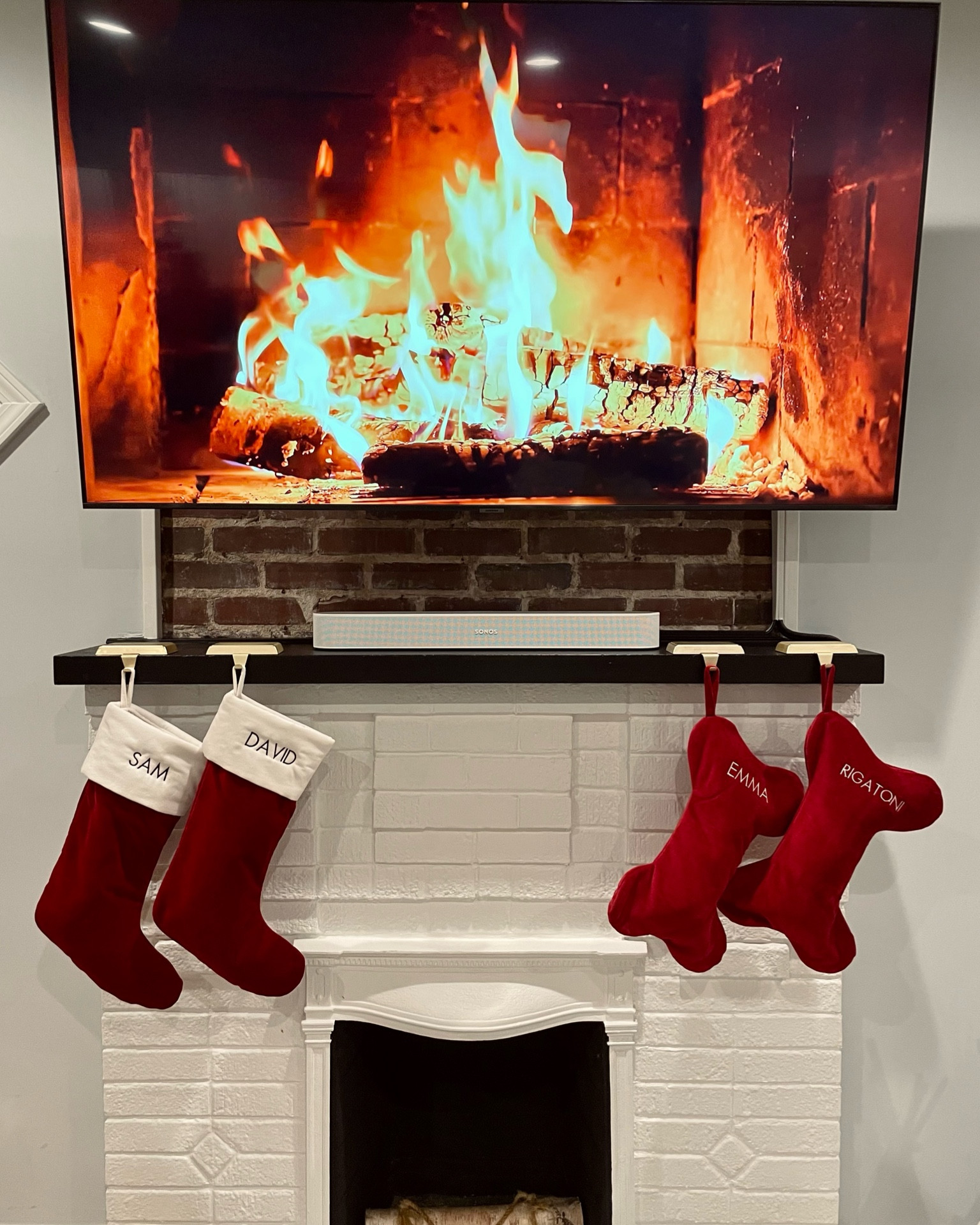 A simple mantel can be the perfect start to building your holiday decor look 🤍 

Currently 25% off for #blackfriday 

Holiday decor, stockings, pet stockings, mantel decor, pottery barn 

#ltkcyberweek 

#LTKHoliday #LTKhome #LTKSeasonal