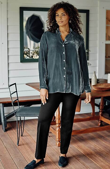 Rayon & Silk Velvet A-Line Shirt | J. Jill