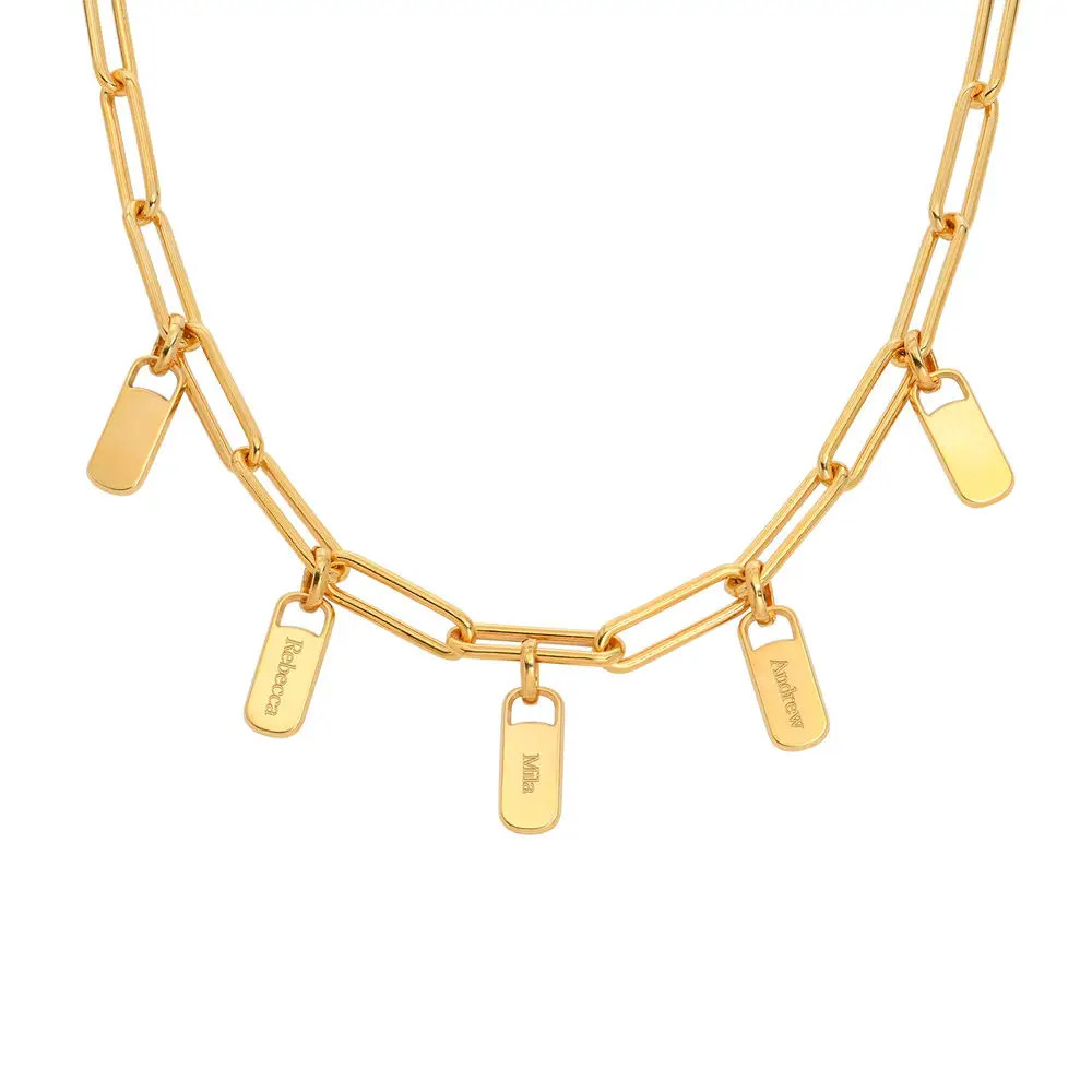 Rory Paperclip Necklace with Custom Charms in Gold Plating | MYKA