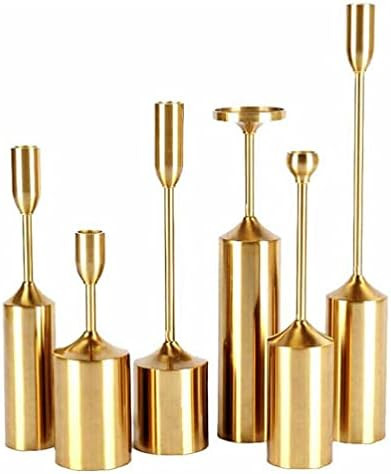 Esharey Set of 6 Brass Gold Candlestick Holders Iron Candle Holder Centerpieces Metal Taper Candl... | Amazon (US)