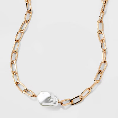 Baroque Pearl Pendant Necklace - A New Day™ Gold | Target