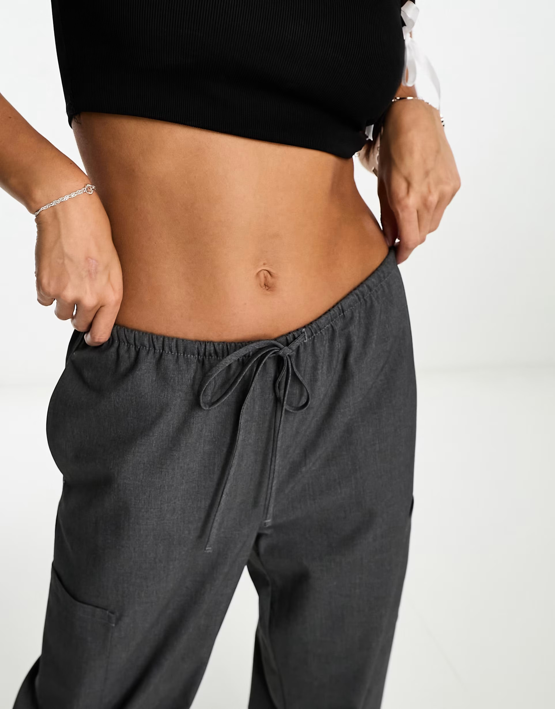 Weekday Adisa wide leg cargo trousers in grey melange | ASOS (Global)