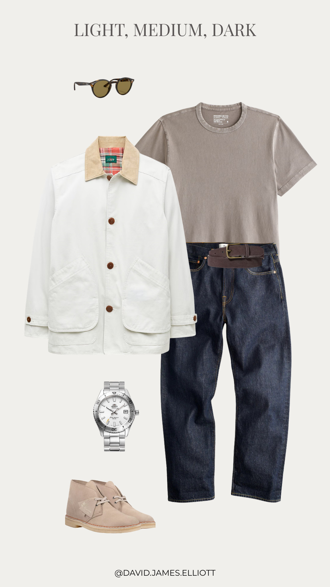 Barn jacket outfit for fall using the Light, medium, dark formula.  

 #LTKMens