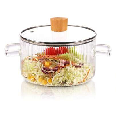 56oz Small Glass Cooking Pot With Lid, Glass Stovetop Pot, Heat Resistant Borosilicate Glass Simmer Pot, Soup Pot With Lid | SHEIN