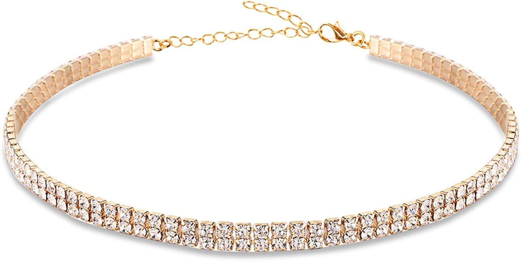 EFTOM Rhinestone Choker Necklace Silver Gold Crystal Choker Necklaces for Women Girls | Amazon (US)