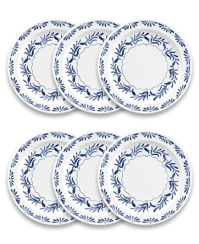 Abode Homewares Azul 10.5'' Dinner Plate Durable Melamine Indoor/Outdoor, Shatter-Resistant, and Dishwasher Safe Dinnerware for Camping and Outdoor Dining - Blue - Set of 6 | Amazon (US)