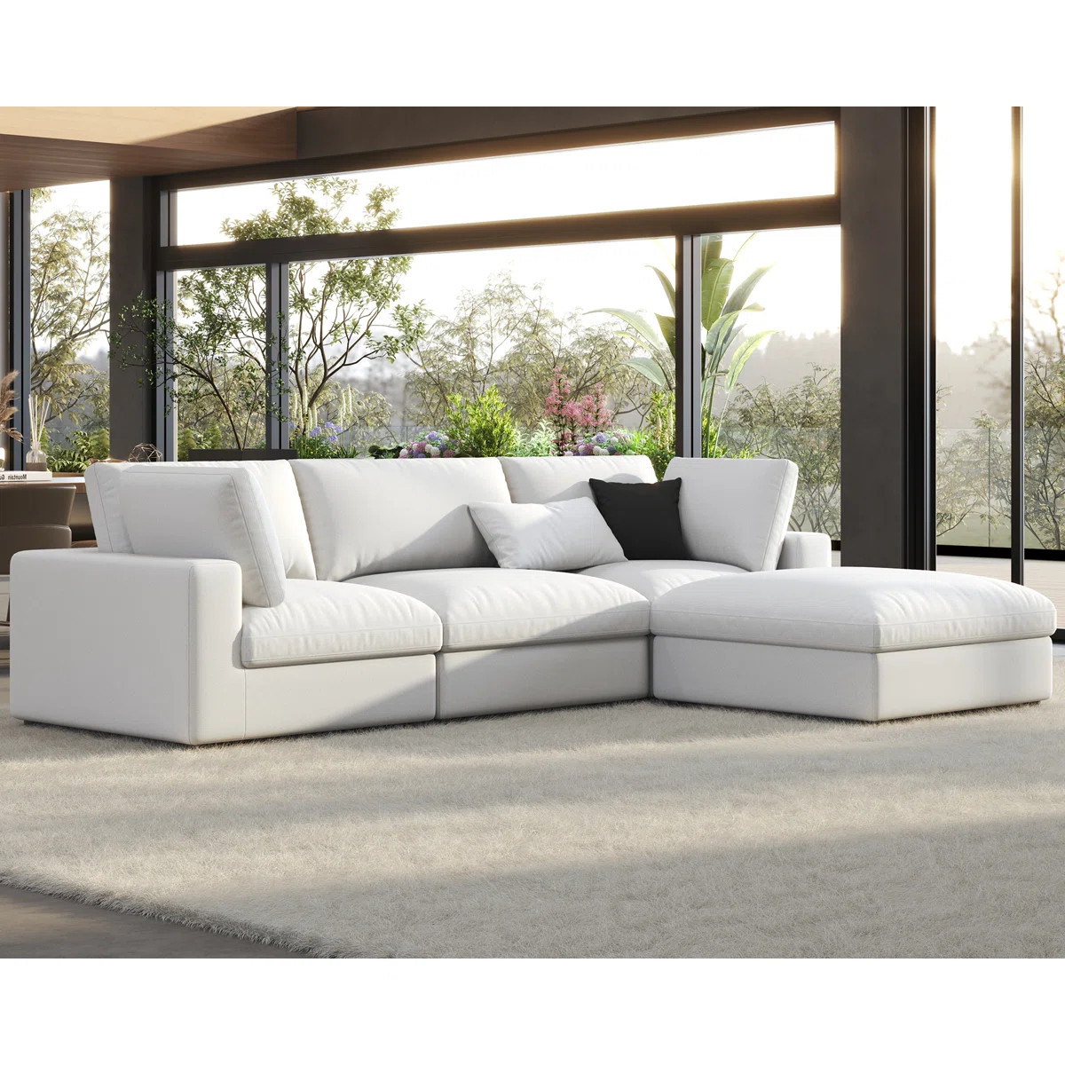 Latitude Run® Modechai Sectional Sofa, 114? Down Filled Sofa, 4 Seats L Shaped Couch with Chaise... | Wayfair North America