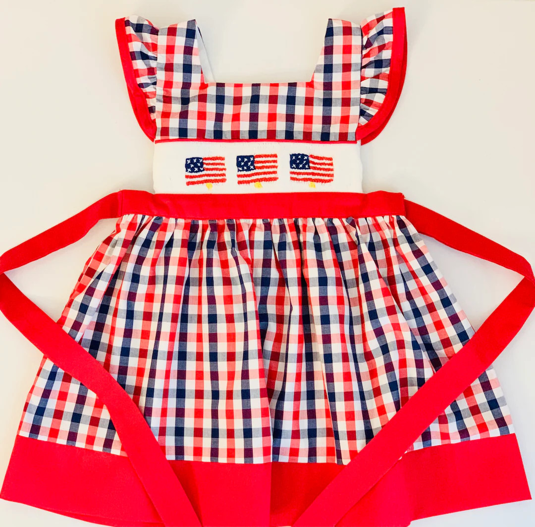 4th of July Dress, Fourth of July Smocked Dress, July Fourth Smocked Dress, Independence Day Smoc... | Etsy (US)