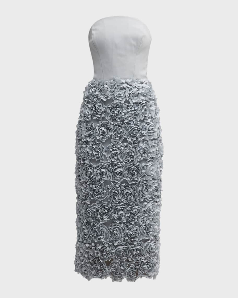 Strapless Rosette Bodycon Midi Dress | Neiman Marcus
