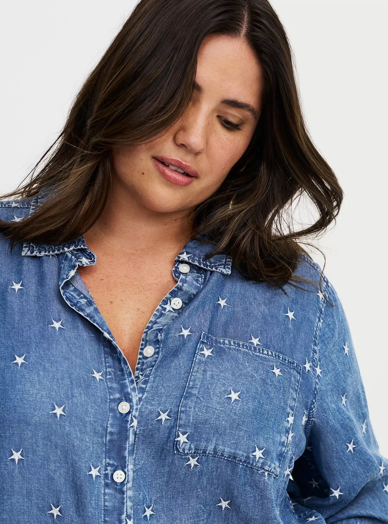 Lizzie Embroidered Star Button-Up Shirt | Torrid (US & Canada)