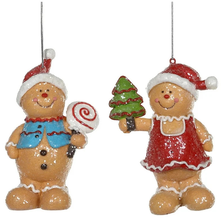 Gingerbread Boy and Girl Christmas Holiday Ornaments Set of 2 | Walmart (US)