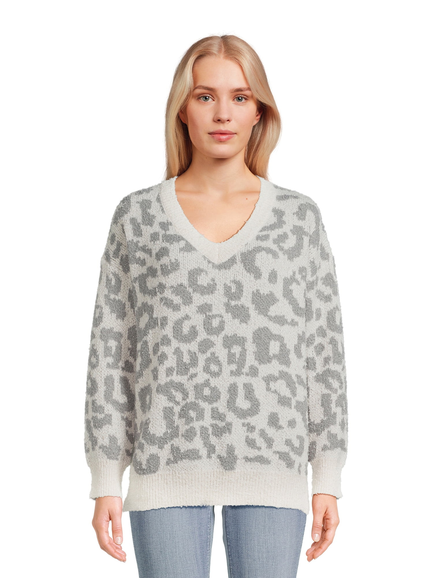 Dreamers By Debut Women's Oversized Tunic V Neck Sweater, Midweight | Walmart (US)