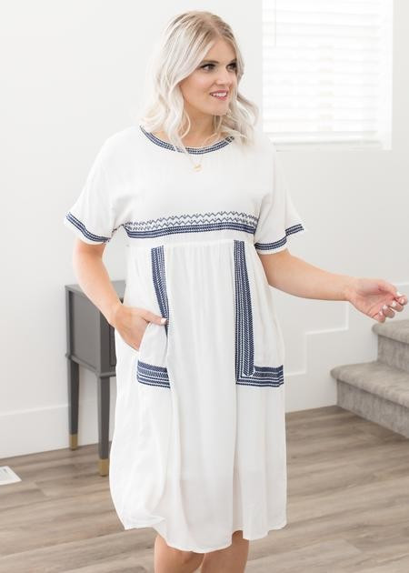 Santorini Embroidered Dress in White | My Sister's Closet Boutique