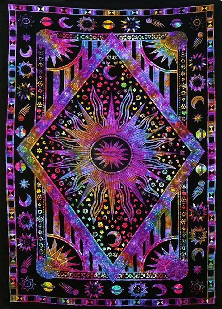 Popular Handicrafts Wall Hanging Tapestry For Bedroom Hippie Sun Moon Bohemian Hippy Psychedelic ... | Amazon (US)