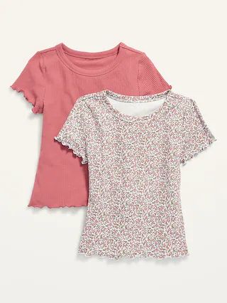 Rib-Knit Lettuce-Edge T-Shirt 2-Pack for Girls | Old Navy (US)