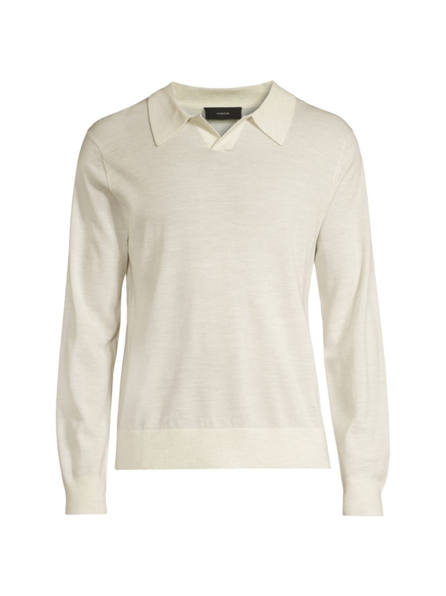 Merino Long-Sleeve Polo Shirt | Saks Fifth Avenue