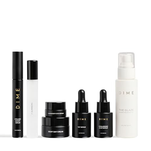 DIME Beauty Icons Collection - Travel Size Skincare Discovery Set with 7 Summers Perfume, Eyelash Boost Serum, Luminosity Eye, Glaze Body Oil, Hyaluronic Acid, Dewy Day Cream and TBT Serum | Amazon (US)