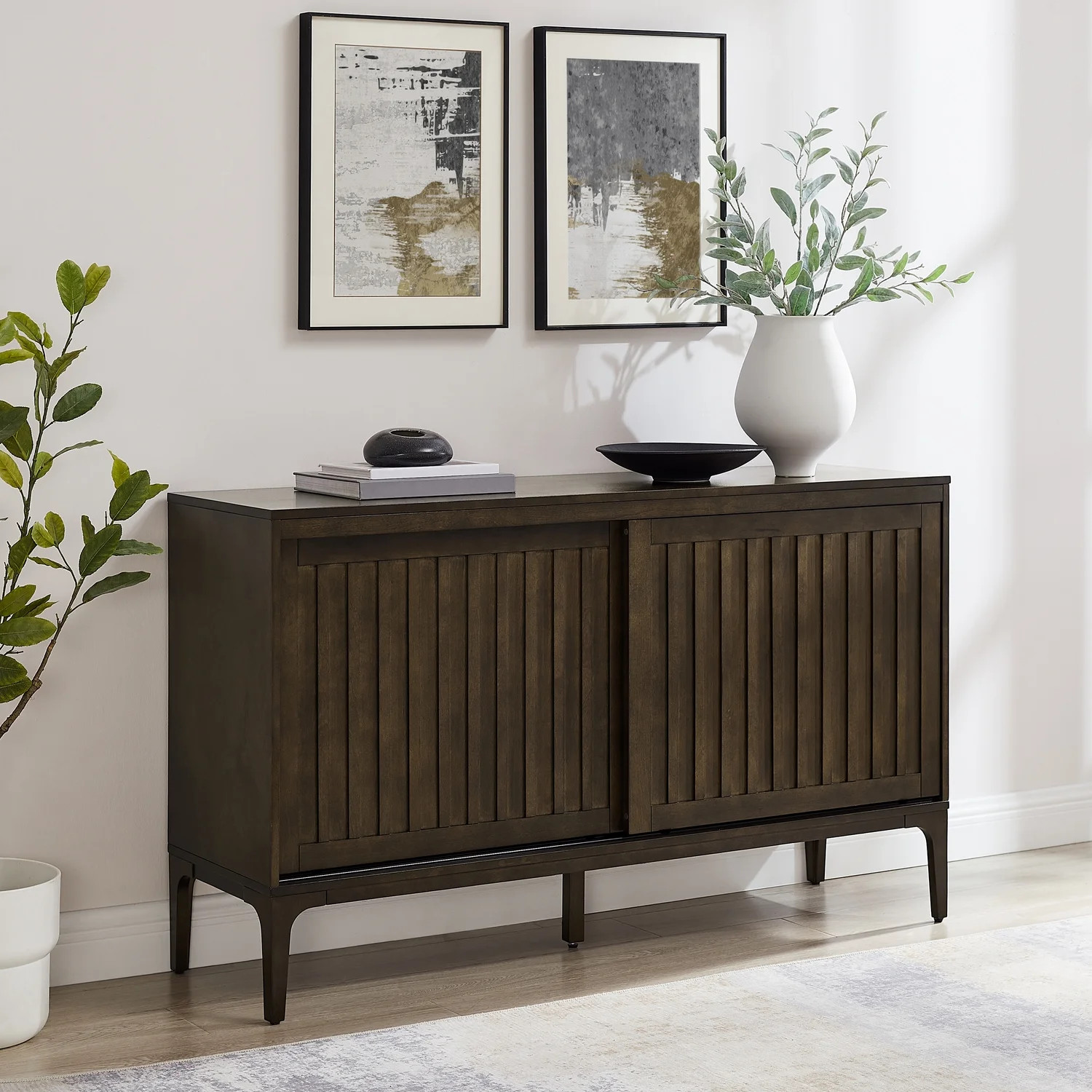 Crosley Furniture Asher Modern Particle Board Wood Sideboard in Dark Brown | Walmart (US)
