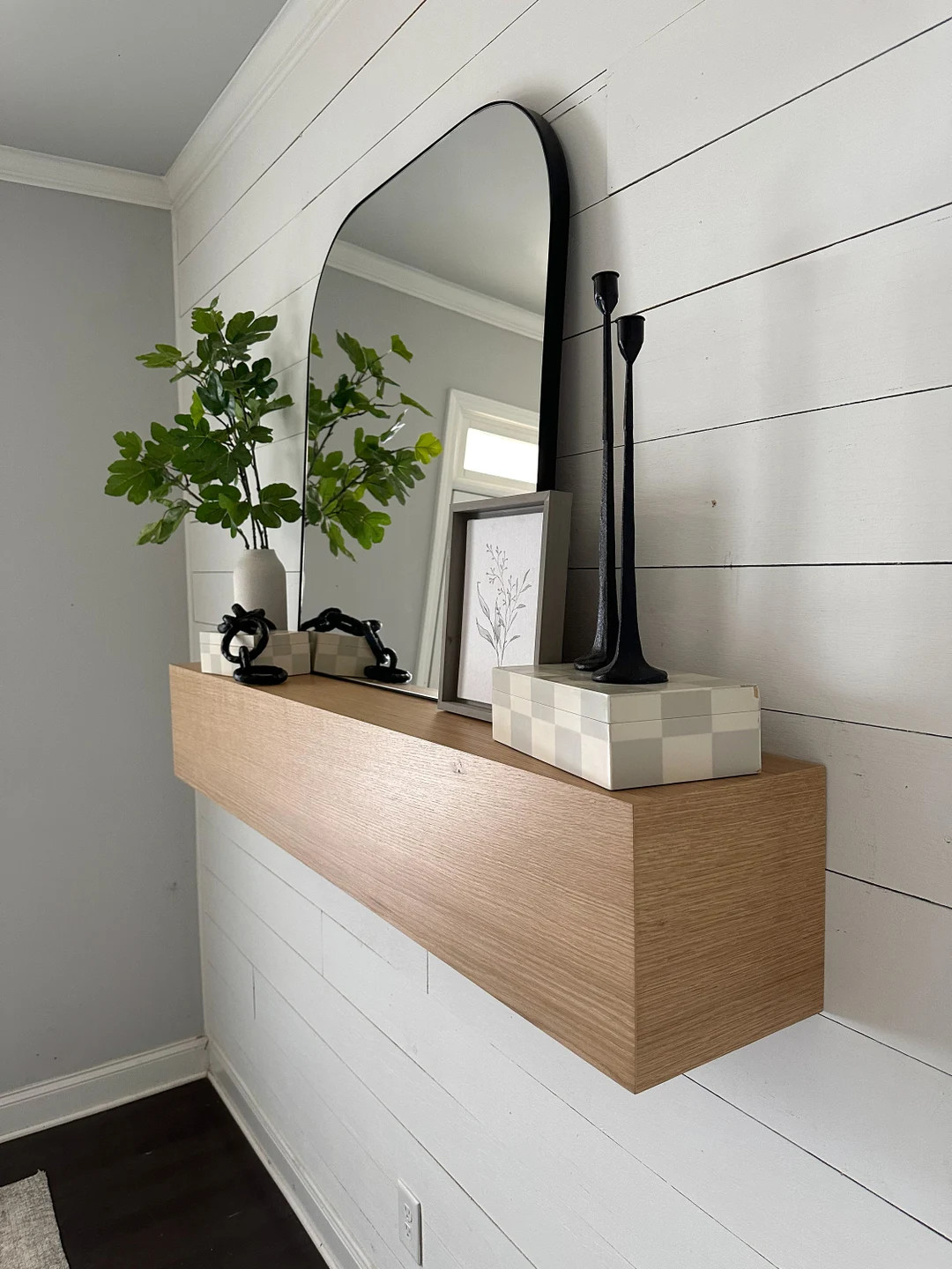 Chunky White Oak Fireplace Mantel - built to your dimensions - faux beam style mantle | Etsy (US)