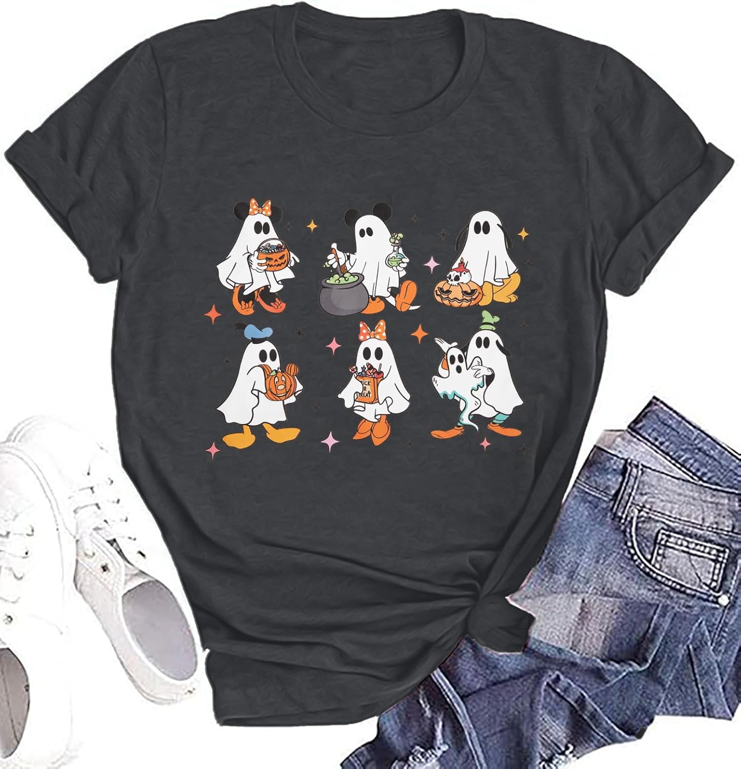Halloween Shirts for Women Magic Ghost Graphic T Shirt Funny Halloween Spooky Season Tee Cute Pumpkin Casual Tops | Amazon (US)