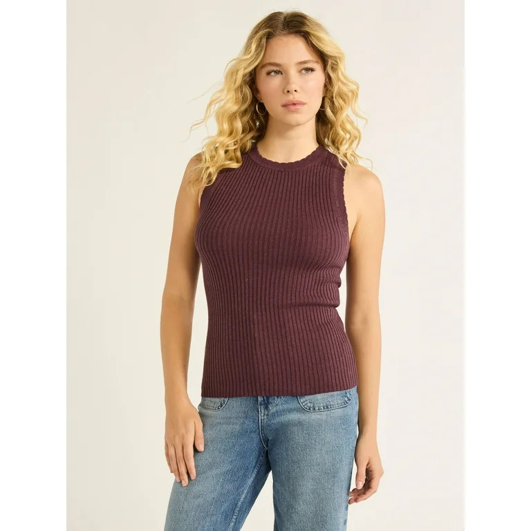 Free Assembly Women’s Scallop Trim Sleeveless Sweater, Lightweight, Sizes XS-XXL - Walmart.com | Walmart (US)