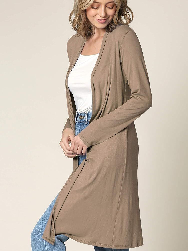 MBJ Womens Long Sleeve Open Front Long Cardigan - Made in USA | Amazon (US)