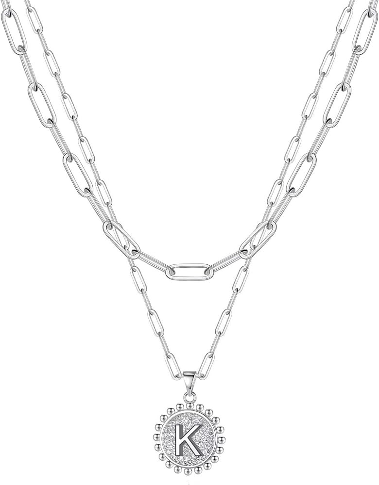 Yoosteel Gold Initial Necklaces for Women, 14K Gold Plated Dainty Layering Paperclip Link Chain N... | Amazon (US)