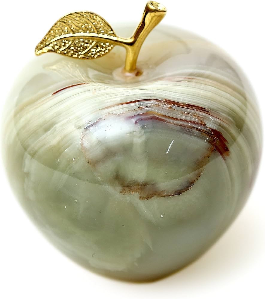 Amazon.com: Radicaln Marble Decoration Piece Green Onyx 3" Inch Handmade Apple Paperweight Home D... | Amazon (US)