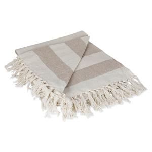 DII 60x50" Modern Cotton Cabana Stripe Blanket Throw in Stone/Off White | Homesquare